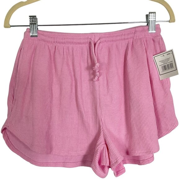 NWT 5B Style Pink Cotton/Polyester Shorts, size Women's Large, Elastic Waist - Picture 1 of 7